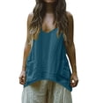 thumbnail image 1 of Womens Cotton Linen Tank Tops, Sleeveless Shirts for Women Summer Lightweight Casual Solid Color Crewneck Dressy Blouses with Pockets, 1 of 5