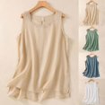 thumbnail image 1 of Womens Cotton Linen Tank Tops V Neck Casual Cami Sleeveless Blouses Basic Shirt Summer Clothes Fashion Outfits, 1 of 5