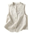 thumbnail image 1 of Individualized Womens Cotton Linen Vest Casual Loose V Neck Sleeveless Vests Jacke Personalized, 1 of 6