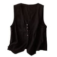 thumbnail image 1 of Womens Cotton Linen Vests, Sleeveless Shirts for Women Summer Casual Lightweight V Neck Button Down Vest Tank Tops, 1 of 6