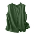 thumbnail image 1 of Womens Cotton Linen Waistcoat Button Down Sleeveless Lightweight Vests Casual Solid Color Fashion Ruffled Jackets, 1 of 6