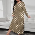 thumbnail image 1 of Womens Cotton Long Sleeve Nightgowns Soft Ladies Sleep Shirts V Neck Full Length Night Shirts Sleepwear Coffee S, 1 of 6