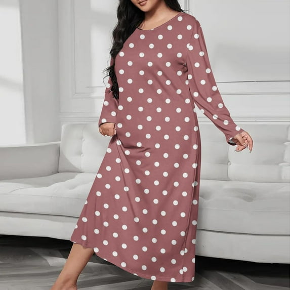 Womens Cotton Long Sleeve Nightgowns Soft Ladies Sleep Shirts V Neck Full Length Night Shirts Sleepwear Pink L