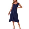 thumbnail image 1 of Womens Cotton Nightgown Sleeveless Sleepshirt Long Tank Nightdress Scoop Neck Chemise Lounge Pajamas Nightshirt XL Navy, 1 of 6