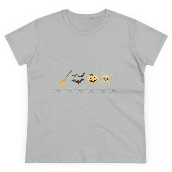 Womens Cotton October Halloween T Shirt Witch Broom Tee
