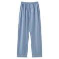 thumbnail image 1 of Womens Cotton Oversize Pj Pants High Waisted Solid Color Lounge Bottoms Lightweight Soft Comfy Sleep Pants Casual Loose Fall Pajama Pants with Pockets, 1 of 3