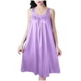 thumbnail image 1 of Womens Cotton Pajama New Satin Silk Nightgown for Women Soft and Breathable Sleepwear Plus Size Short Sleeves Sleepshirts Purple One Size, 1 of 4