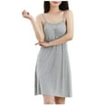 thumbnail image 1 of Womens Cotton Pajama New Women's Sleeveless V-Neck Sleepwear Dress Short Soft Chemise Summer Casual Nightgown Light Comfy Underdress Gray L, 1 of 2