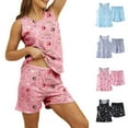thumbnail image 1 of Womens Cotton Pajama Set Tank Top and Shorts Summer Sleepwear Comfortable Lounge Set, 1 of 6