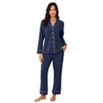 thumbnail image 1 of Womens Cotton Pajama Sets with Long Sleeves Button Down Pajama Set for Women 2pcs Women Soft Sleepwear Set with Long Pants Womens Casual Loungewear Sets with Pockets, S-XXL, 1 of 10