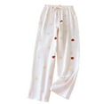 thumbnail image 1 of Womens Cotton Pajamas Pants Fashion Cute Printed Casual Home Comfy Trousers Elastic Waist Lounge Pajama Pant with Pocket Pink L, 1 of 4
