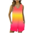 thumbnail image 1 of Womens Cotton Romper Shorts Pocketed Sleeveless V Neck Tank Short Jumpsuit Summer Lounge Jumper Overalls (L, Multicolor 04), 1 of 4