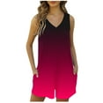 thumbnail image 1 of Womens Cotton Romper Shorts Pocketed Sleeveless V Neck Tank Short Jumpsuit Summer Lounge Jumper Overalls (S, Hot Pink), 1 of 4