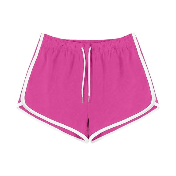 Womens Cotton Shorts Elastic Waist Drawstring Casual Loose Comfy Solid Yoga Summer Running Active Dance Gym Sports Shorts,Hot Pink,2XL