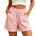 thumbnail image 1 of Womens Cotton Shorts High Waisted Comfy Athletic Solid Shorts with Pockets Loose Fit Daily Shorts, 1 of 6