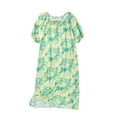 thumbnail image 1 of Womens Cotton Sleepwear Nightgown Puff Sleeve Casual Fashion Night Dress Tie Neck Loose Pajamas Sleepshirts Loungewear Green, XL, 1 of 3