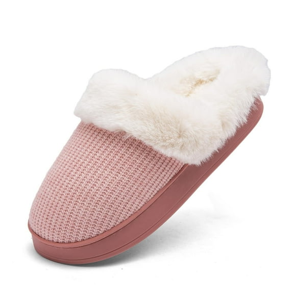 Womens Cotton Slippers Cozy Memory Foam Slippers Anti-Skid Rubber Sole Fuzzy Slippers Comfortable Warm Scuff Slippers Slip on Winter with Non-Slip Indoor Outdoor Suitable For Women(B777-Black-9-10)