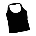 thumbnail image 1 of Womens Cotton Solid Color Halter Tank Tops Backless Double Lined Basic Shirts Trendy Going Out Tops Black Free Size, 1 of 6