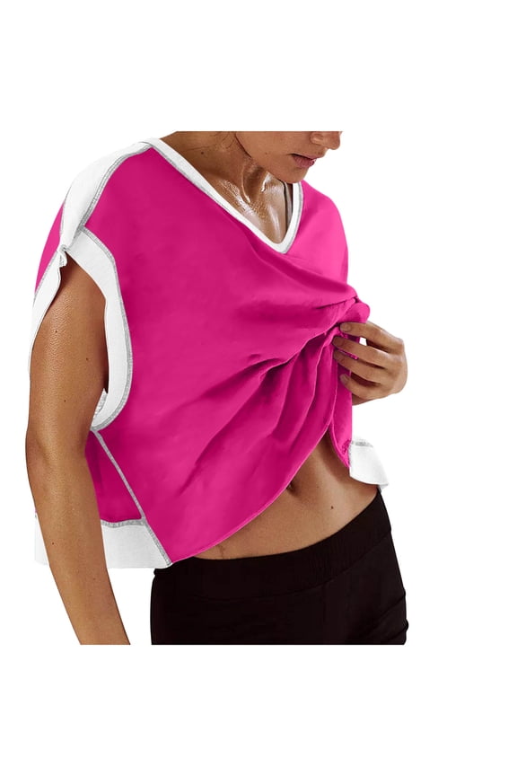 Womens Cotton Sports Short Sleeve Cropped Tops Open Back Workout Crop Loose Fit T-hirts Athletic Running Top Gym Yoga Backless Blouse