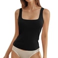 thumbnail image 1 of Womens Cotton Square Neck Tank Tops Fitted Thin Shoulder Strap Sleeveless Basic Summer Cami Going Out Top Clothes, 1 of 7