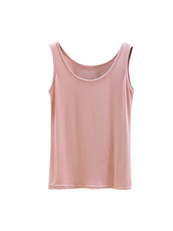 Womens Cotton Tank Top U-Neck Loose Plus Size Sleeveless Summer Basic Cami Vest Top Soft Shell Tee M