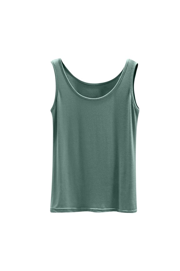 Womens Cotton Tank Top U-Neck Loose Plus Size Sleeveless Summer Basic Cami Vest Top Soft Shell Tee M