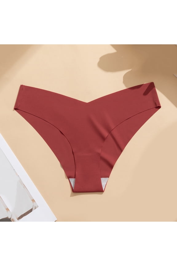 Womens Cotton Thong Underwear Seamless No Show Invisible Panties Breathable Soft Comfortable Everyday Essentials Ladies Thong Red S M L XL,Size L
