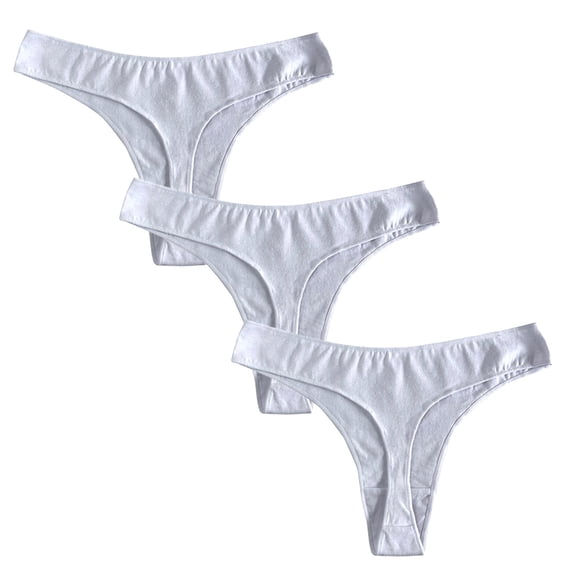 Womens Cotton Thongs Solid Seamless Sexy G-string Comfort Breathable Everyday Panties Low Waist Stretch Underpant 3PC
