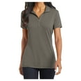 thumbnail image 1 of Womens Cotton Touch Performance Polyester/Spandex Polo T-Shirt Grey Smoke Large, 1 of 6