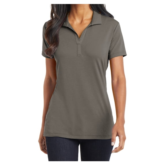 Womens Cotton Touch Performance Polyester/Spandex Polo T-Shirt Grey Smoke Large