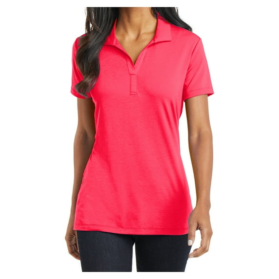 Womens Cotton Touch Performance Polyester/Spandex Polo T-Shirt Hot Coral X-Large