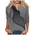 thumbnail image 1 of Womens Colorful Shirt Womens Cotton Tshirts,2024 Fashion Three Quarter Sleeve Blouse Summer V-Neck Tunic Women's Trendy Blouse Print Tshirt Tops,Womens Shirts(Size:S), 1 of 4