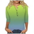 thumbnail image 1 of Womens Colorful Shirt Womens Cotton Tshirts,3/4 Length Sleeve Womens V-Neck Tops Casual Crewneck Plain T Shirts Three Quarter Sleeve Tunic Tops Trendy Loose Blouses(Size:2XL), 1 of 4