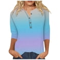 thumbnail image 1 of Womens Colorful Shirt Womens Cotton Tshirts,3/4 Length Sleeve Womens V-Neck Tops Casual Crewneck Plain T Shirts Three Quarter Sleeve Tunic Tops Trendy Loose Blouses(Size:S), 1 of 4