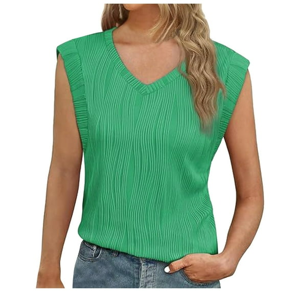 Womens Cotton Tshirts,Womens Shirts,Womens Summer Cap Sleeve Textured Tops V Neck Knit Casual Tops T Shirts(Size:M)