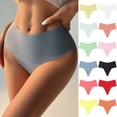 thumbnail image 1 of Womens' Cotton Underpants Comfortable Plus Size Seamless Breathable Desire High Waist Thong Underwear, 1 of 6