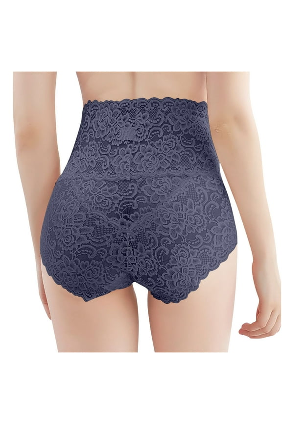 Womens' Cotton Underpants Comfortable Plus Size Solid Color Lace Pattern High-waisted Breathable Panties