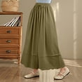 thumbnail image 1 of Womens Cotton Wide Leg Pants Drawstring Elastic Waist Casual Trendy Scalloped Hem Flowy Trouser Pants Fall Summer (XXL, Army Green), 1 of 5