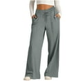 thumbnail image 1 of Womens Cotton Wide Leg Pants for Women Elastic Waisted Solid Loose Drawstring Joggers Sweatpants with Pockets (X-Large, Dark Gray), 1 of 7