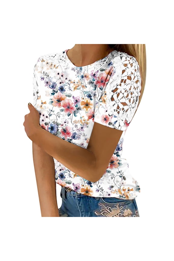 Womens Country Graphic Tees Vintage Trendy Women Blouses for Work Short Sleeve Women Clothing Tops