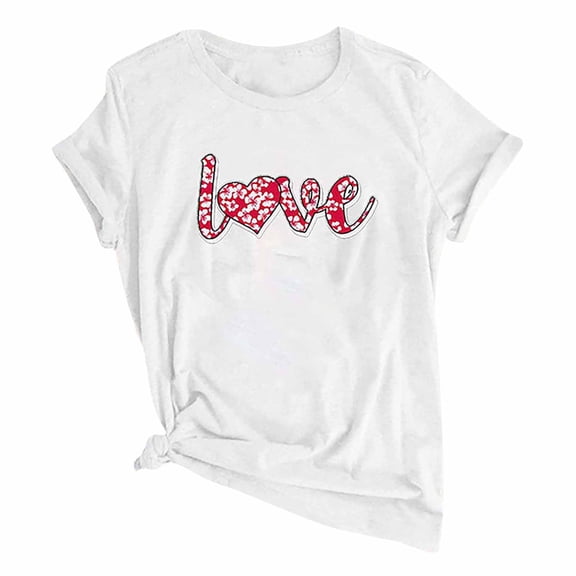 Womens Couple T Shirts Tops Short Sleeve Printing Round Neck Winter Petite Tops,White,4XL