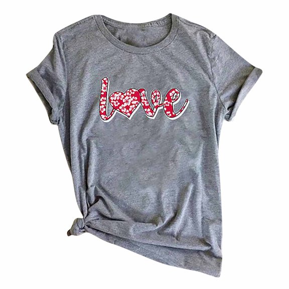 Womens Couple T Shirts Tops Short Sleeve Printing Round Neck Womens Shirts Tank,Grey,XL