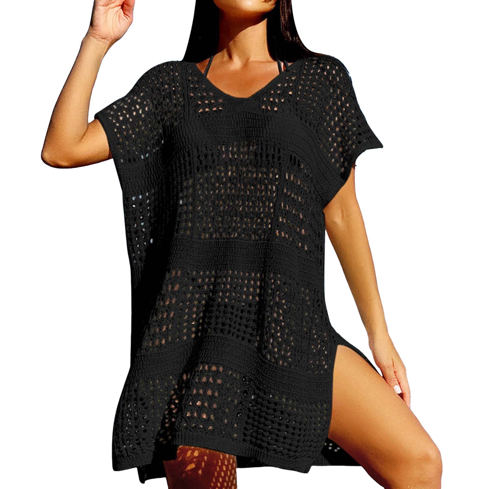 Womens Cover Ups for Swimwear and Vacation Hollow V Neck Loose Fitting