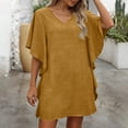 thumbnail image 1 of Womens Cover up Sweater Women's V Neck Batwing Sleeve Swimsuit Cover Up Loose Casual Pullover Ruffle Beach Dress for Summer Vacation Yellow XL, 1 of 6