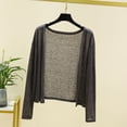 thumbnail image 1 of Womens Coverup Women's Cropped Sheer Open Front Cardigan Lightweight Knit Beach Cover Up Comfy Casual Summer Tops Dark Gray M, 1 of 4