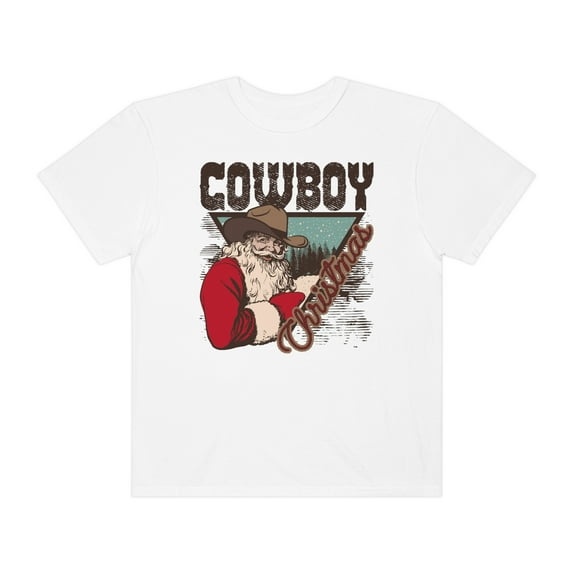 Womens Cowboy Christmas Shirt Vintage Western Santa Claus Country Music Shirt
