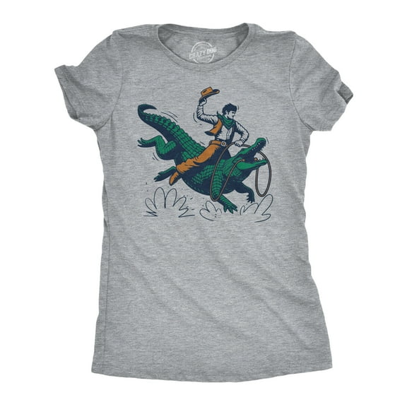 Womens Cowboy Gator Ride Funny T Shirts Sarcastic Graphic Tee for Ladies Womens Graphic Tees