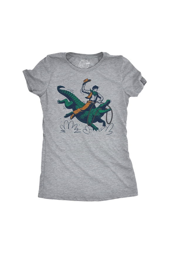 Womens Cowboy Gator Ride Funny T Shirts Sarcastic Graphic Tee for Ladies Womens Graphic Tees