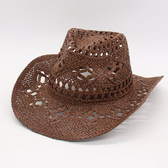 Womens Cowboy Hat Soft Beach Hats Outdoor Sun Hats Fashiona Hats Hand Woven Hats