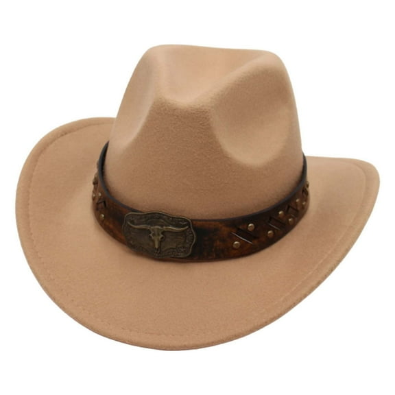 Womens Cowboy Hats Leather Hat for Men Beige Cowboy Hats Fun Hats One Size